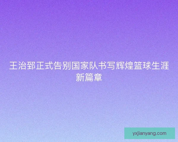 王治郅正式告别国家队书写辉煌篮球生涯新篇章